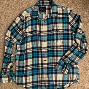 American Eagle, XL, blue and white plaid soft button down flannel